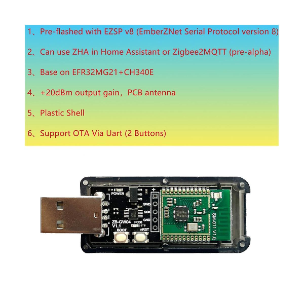 Zigbee 3.0 Silicon Labs Mini Efr32mg21 Universaali Hub-yhdyskäytävä Usb-tikkusiru Moduuli Zha Ncp Koti As