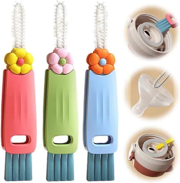 3-pack multifunktionella flaskrengöringsborstar, små rörrengörare