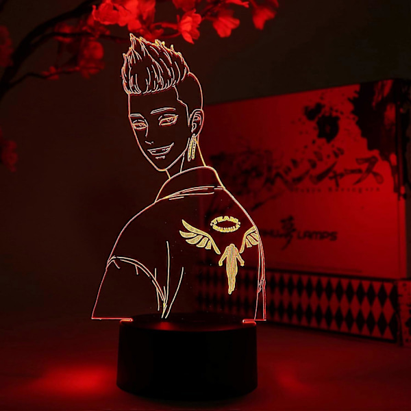 SBSG Hanma Byste Otaku Lampe Tokyo Revengers Anime Lampe Figur Nattlys, 16 Farger RGB LED Fjernkontroll, 3D Anime Rom Dekor Gave til Otaku