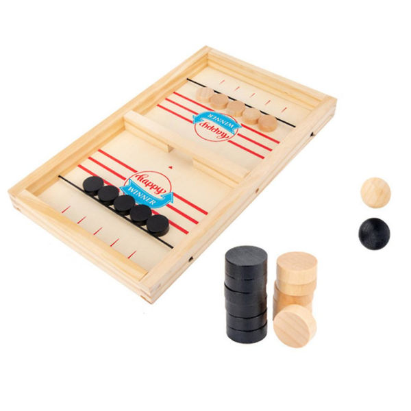 Table Hockey Diy Fast Sling Puck Board Game Wooden Tabletop Rapid-shot Fun Family Toys For Children Adults