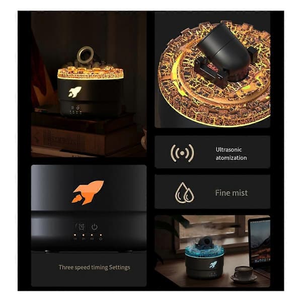 Simuleret Kanonild Essential Oil Diffuser Aromaterapi Luftfugtighedsmaskine Lille Duft Aroma Humi