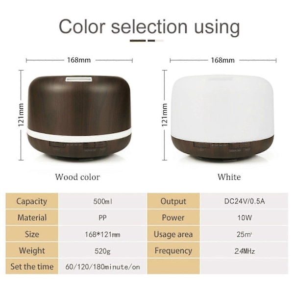 Hjemme Brødform Farverig Aroma Diffuser Kontor Varmt Lys Luftfugter 500ml