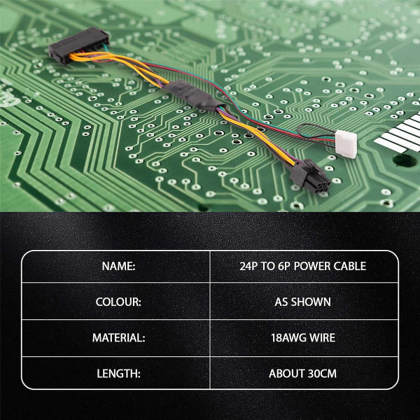 ATX PSU strømforsyningskabel PCIe 6 ben til ATX 24 ben strømforsyningskabel 24P til 6P til HP 600 G1 600G1 800G1 bundkort