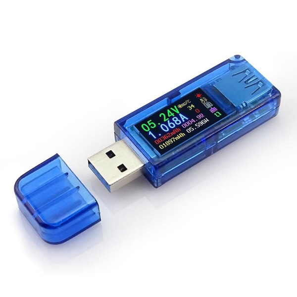 At34 USB 3.0 Färg LCD Voltmeter Amperemeter Spänning Ström Mätare Multimeter Batteriladdning Effekt Ban