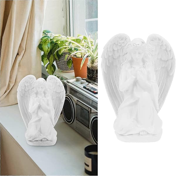 Bedende Engel Statue Engel Statue til Hjemmehave Resin Minde Engel Skulptur Udendørs og Indendørs