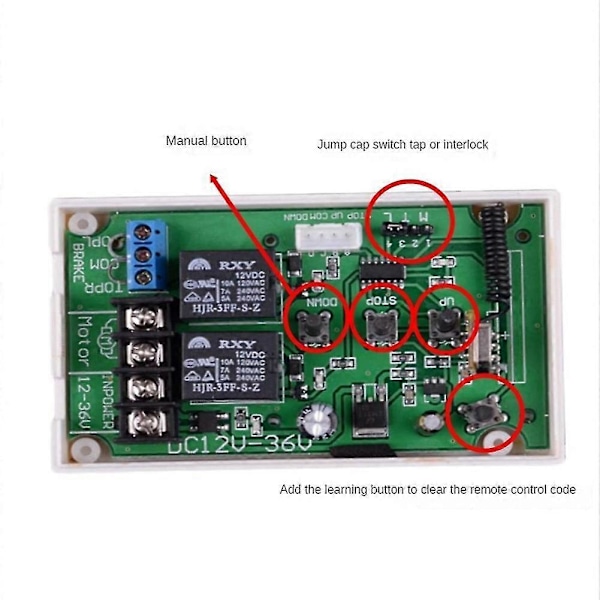 12V 24V 36V AC DC Moottorin Kaukosäädin Manuaalisella Painikkeella Eteenpäin Taaksepäin Ylös Alas Ohjaukseen