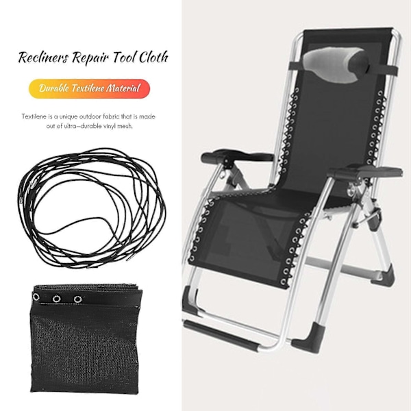 Zero Chair Erstatningsstoff Folding Recliners Meshdeler For Utendørs Camping Patio Hagegård Basseng 63x17in
