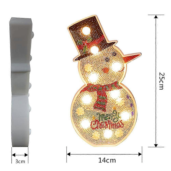 DIY Timanttimaalauslamppu, LED Joulukuusi Lumimies Ristinommel Yövalo