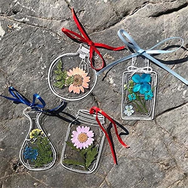 Tørret Blomster Bogmærke Flaske, Transparent Tørret Blomster Bogmærker, DIY Tørret Blomster Bogmærke, Passer til Kvinder