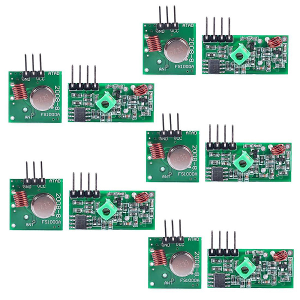 5 Sets 433m Transmitter + Receiver Kit High Frequency Super Regenerative Transceiver Module For Bur