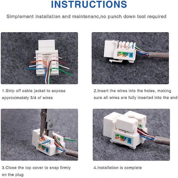 10-pack Cat6 Keystone-uttag, Ethernet-vägguttag, Cat6 Nätverkskoppling - Cat5/5e/6 Kompatibel