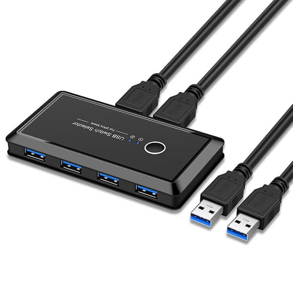 USB 3.0 Switch Hub Selector 2 PC'er Deler 4 Enheder til Tastatur Mus Printer