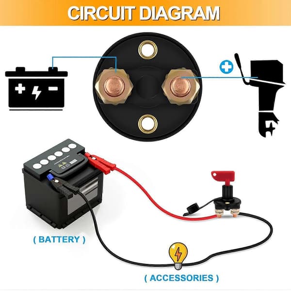 12v Batteriafbryder, Ren Kobber Batteriafbryder, 12v Batteriafbryder, Afbryder med Nato Bone Nøgle til Biler, C