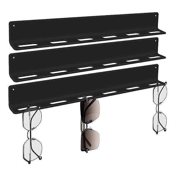Solbrille Stativ Væghængt Klar Akryl Brille Display 6 Slots Briller Opbevaring Organizer Sort