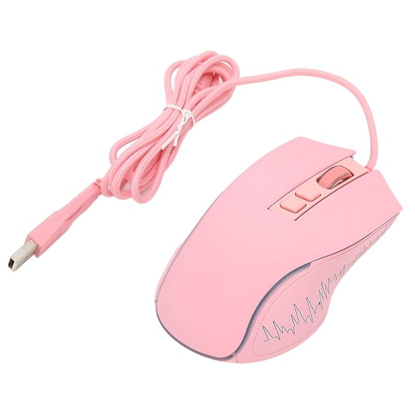 Gaming Mouse USB2.0 4 Justerbar DPI RGB Bakgrunnsbelyst Ergonomisk Design Optisk Sensor Laptop Mus for Gaming Kontor Hjem Rosa