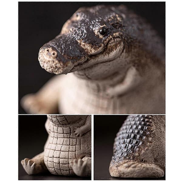 Liten Alligator Staty Ornament Gård Djur Alligator Staty