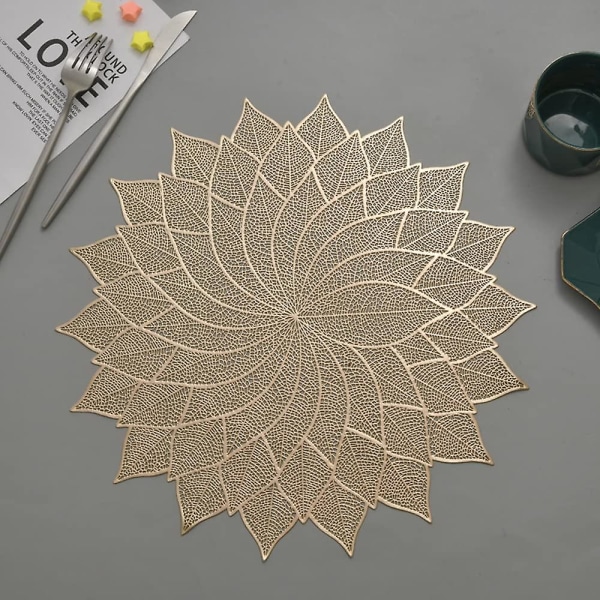 Decorative Leaf Pvc Placemats Flower Placemats Hollow Dining Table Place Mats Heat Resistant Non-slip Dining Placemats Table Mats For Home Kitchen Wed