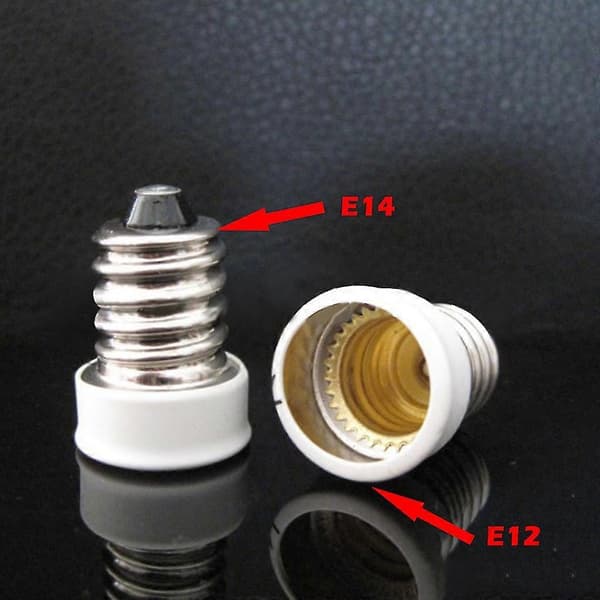 2 kpl E14 - E12 -adapterimuunnin lampunpidikepohja E14 LED-lampulle