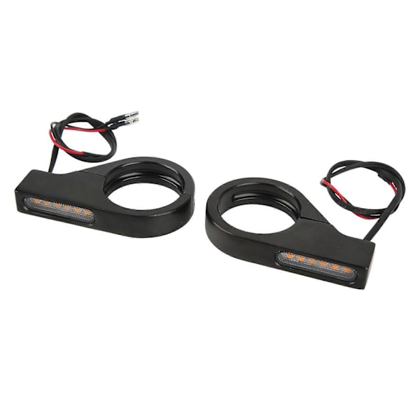 12V Motorsykkel LED Blinklys Vanntett Sterk Universell Blinklampe for 41mm Gaffelrør Svart