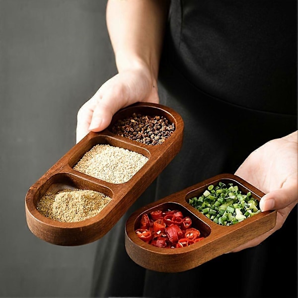 Rektangulär bricka i massivt trä Kryddbricka Frukostmat Sushi Bröd Dessert Såsbricka Köksdekoration