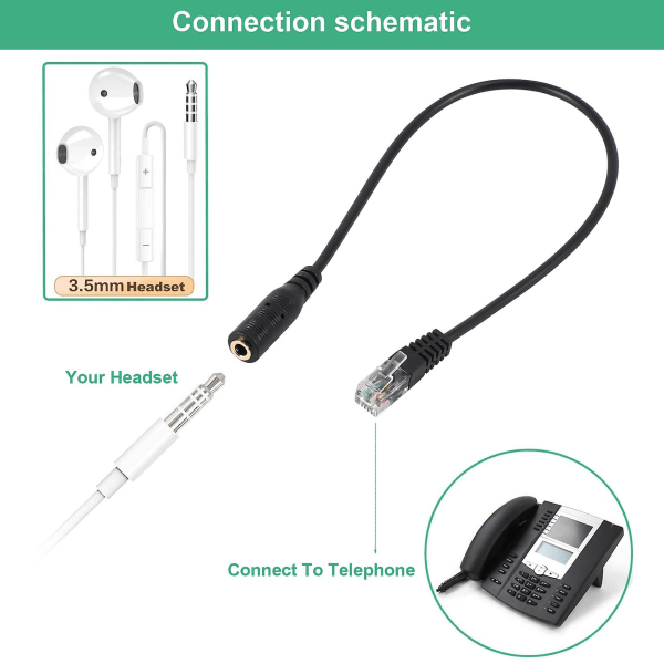 3,5 mm pluggkontakt til RJ9 for iPhone-headset til Cisco-kontortelefonadapterkabel