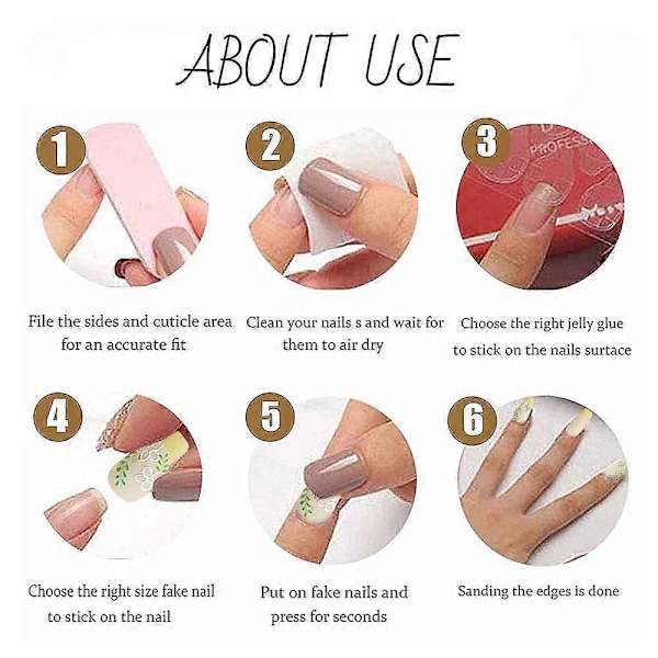 (24 st) Naglar, Matta Lösnaglar, Full Täckning Nagelserie, Slitstarka Naglar, Färdiga Naglar, Bärbara Naglar-Stil3