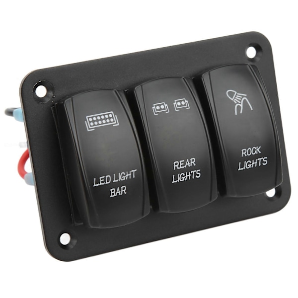 5-polig 3-vägs Rockerbrytare Panel LED-ljusrampbrytare Blå bakgrundsbelysning DC12?24V för Marin Båt Bil ATV UTV
