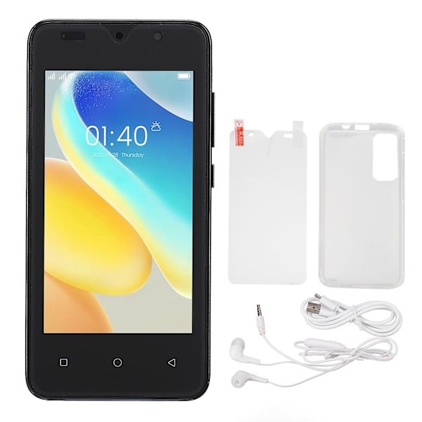 Ultratunn 4.66\" HD-skärmtelefon, 2GB RAM, 32GB ROM, Ansiktsigenkänning, Dual SIM, Svart