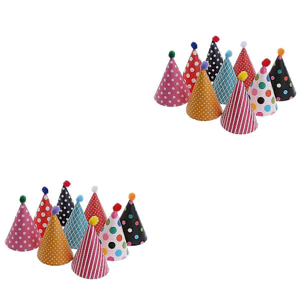 22 st Tårtkalas Födelsedagshattar med Pom Pom