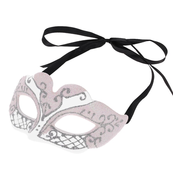 Valkoinen Festnight Sexy Plastic Phantom Half Mask Halloween Masquerade Ball Mask Glitter-koristeella