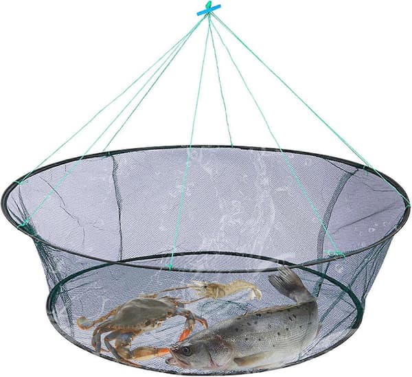 Fiskfälla Portabel Rund Krabbnät Nylon Hopfällbart Fisknät Vävd Mesh Fisk