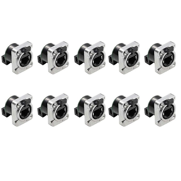 10 stk. Ethernet Rj45 Chassis Socket NE8FDP Ethernet Gjennomgangskontakt IP65 Vanntett D