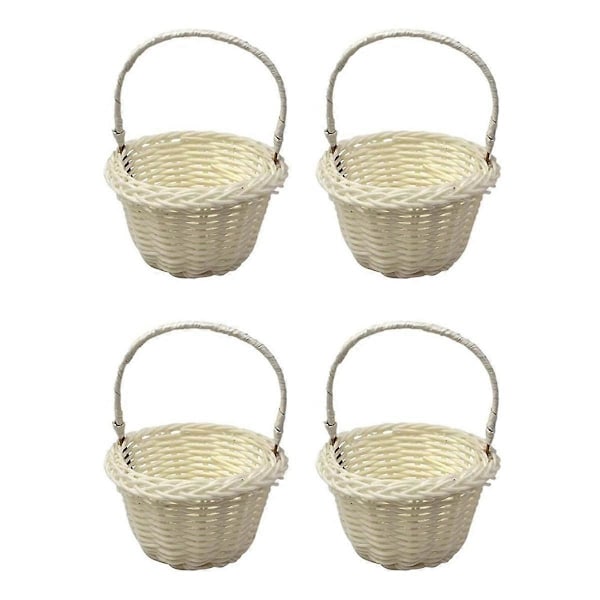 4-pack Mini Vävda Korgar, Bröllopsblomkorg, 8x5 cm Korgar för Blomsterflickor, Blomsterflickakorgar, Flätade Blommor