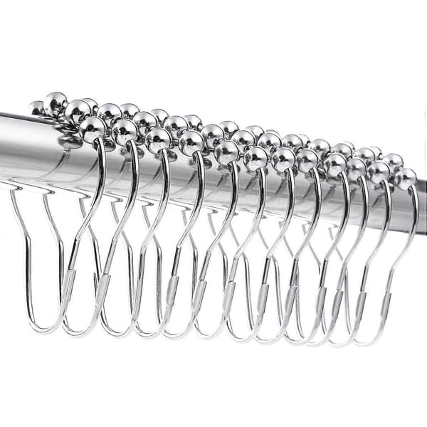 12-pack Duschdraperiringar i rostfritt stål med glidsystem 12 Enkelkrokar 69x39mm