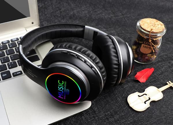 Foldbar LED Trådløst Headset Bluetooth Sports Kort Trådløst Spilheadset