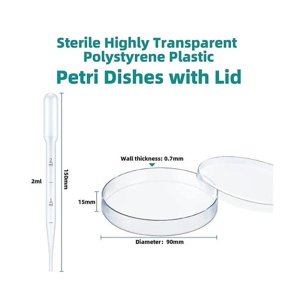 24 stk Steril plast dyp klar tallerken for laboratorieanalyse, skoleprosjekter, blodprøver, frøcelle