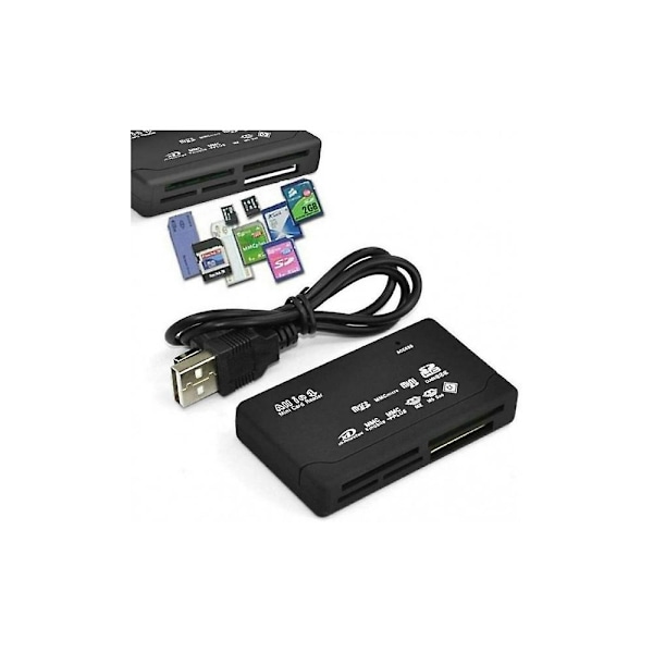 USB High Speed Alt-i-Én Mini Hukommelseskortlæser til CF SD MS SD Sort
