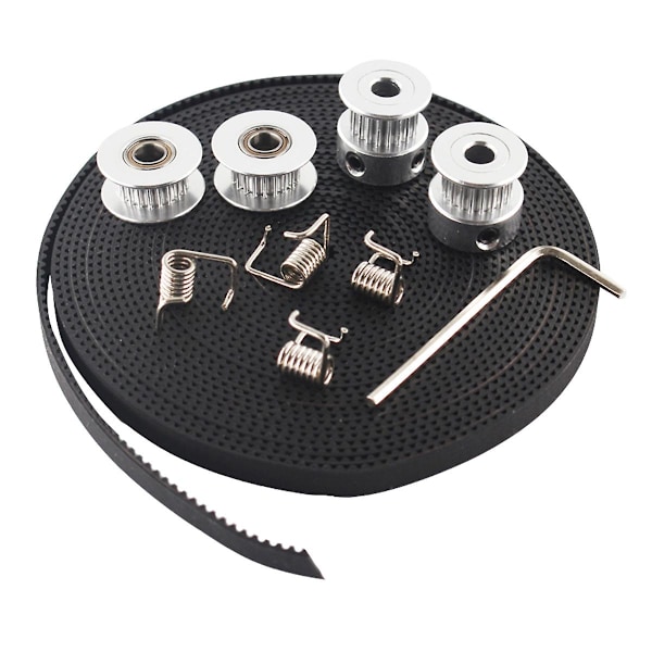 2X GT2 Remskiva 20 Tänder Hål 5mm + GT2 6mm Tandrem & 2X Lödare 4X Spännare för 3D-skrivare RepRap