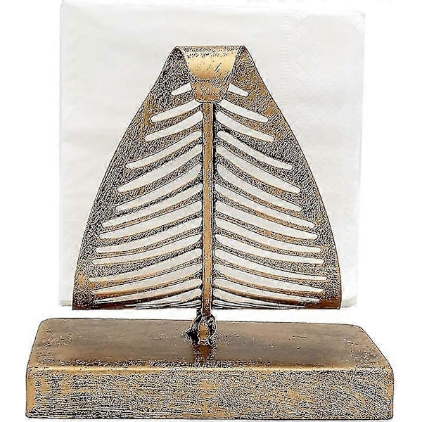 Fritstående Moderne Servietholder med Bladdesign, Bordplade Tissue Dispenser, Bordplade Serviet Opbevaringsorganisator Bronze