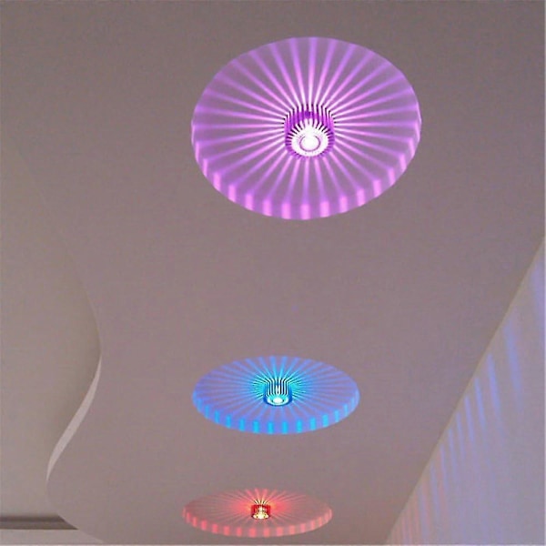 LED Væglampe RGB Solsikke 360 Graders Hul Cylinder Farverig Lampe Til Stue Soveværelse Trappeopgang Korridor (sølv)