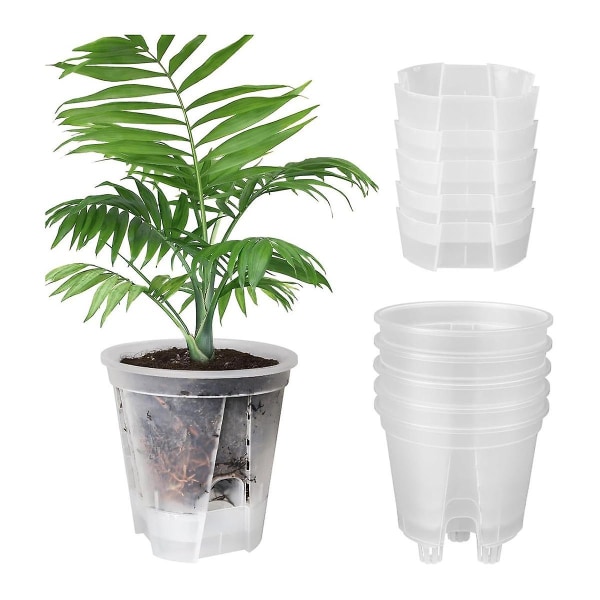6 tommer gennemsigtige plasthavepotter Selvvandende plantekummer, 5-pack planteplantepotter i plast med