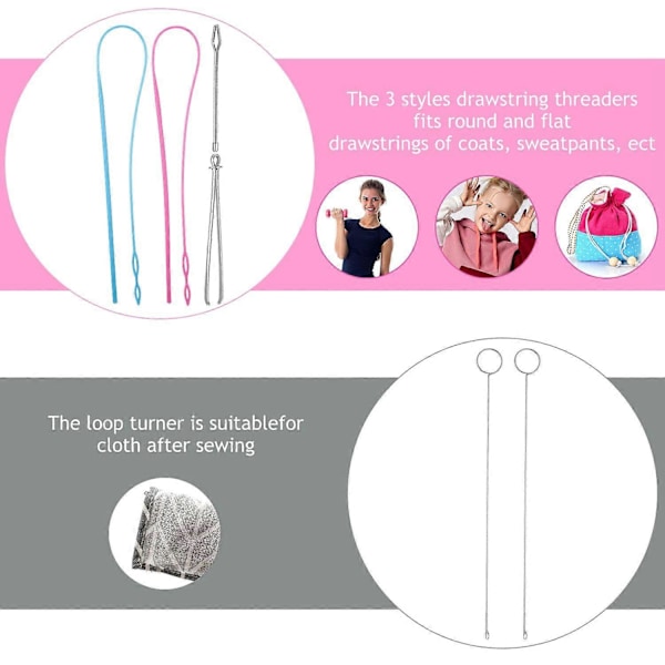 6 Stykker Sætsy Loop Kit, Loop Turner Krog Fleksibel Snøre Tråder Metal Pincet Lang Loop Turner Værktøj med Lås