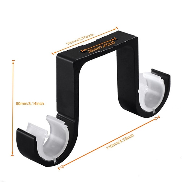 2 st Dubbla Gardinstångsbeslag Takmontering Stöd Aluminiumlegering Svart