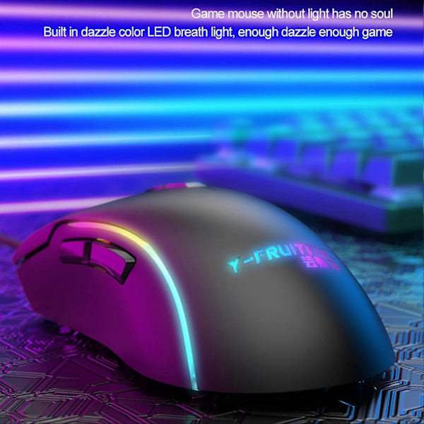 Y73 Kablet Mus Hurtig Respons Plug Play RGB Lys 7200 DPI Gaming Mus til Kontor