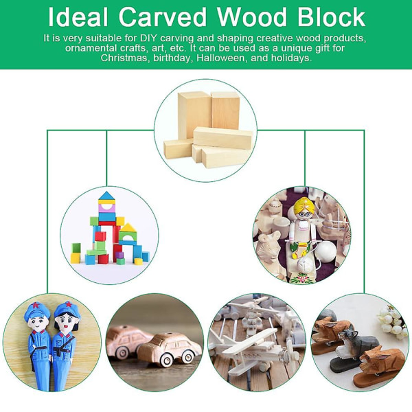 Basswood Carving Wood Luonnolliset aihiot Balsa Puu Puupalojen veistämiseen Käsittelemätön Carving Block Auto