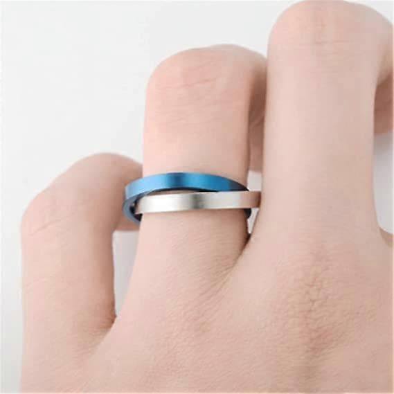 2 stk Angstring for Kvinner og Menn - Fidget Ring DIY Rustfritt Stål Utbyttbar Roterende Måne Stjerne Bånd Spinner Ring -11