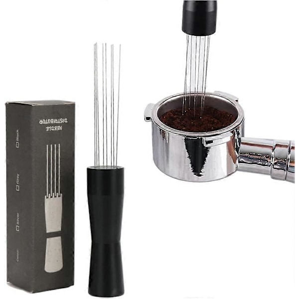 Pulverdispenser i rustfritt stål, kaffepulverbryter, nål, kaffe hjelpepulver, rørepinne, svart