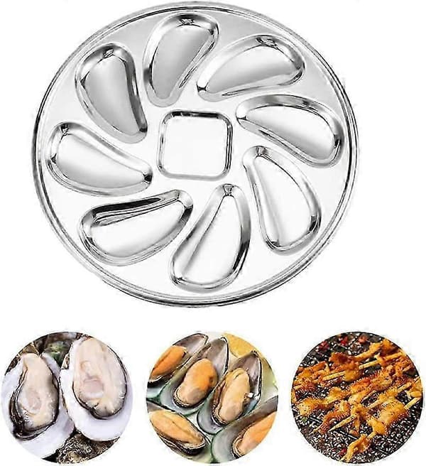 Køkken 8 østersfade Rustfrit stål østersplade (sølv) 1 stk