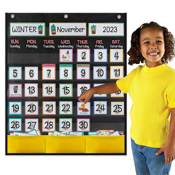 Månadskalender Fickdiagram för Klassrum för Barns Lärande för Hemma, Hemundervisningsmaterial och Viktiga Klassrumsartiklar