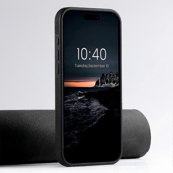 Magnetisk etui med støttefod i litchi-tekstur læder + TPU-cover til iPhone 16 Pro Max